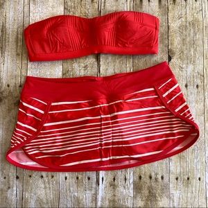 Athleta Encinitas red two piece swim skirt Sz M